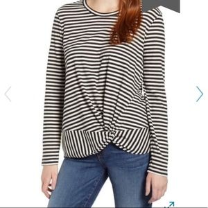 NEW Caslon Plus Size Black & White Striped Front Knot Tee Size 4X